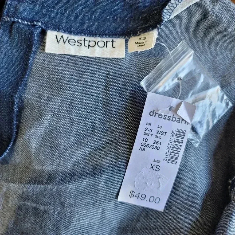 NWT $56 Westport Women's Sz XS Denim Soft Shift Breathable Boat Neck Blue Dress